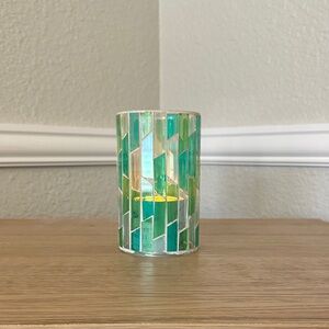 Green Mosaic Glass Candle Holder